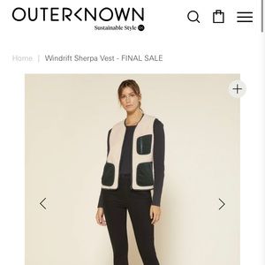 NWOT Outerknown Sherpa Vest. Small. Green. Super comfy and warm!